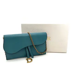 Christian Dior　クリスチャン・ディオール　チェーンウォレット　サドル　レザー　DIOR　ディオール　チェーンショルダーバッグ　レディース　ブルー