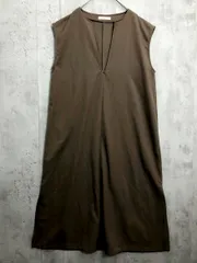 Samansa Mos2 blue サマンサモスモスブルー キーネック ストレッチ ロング ジャンスカ ワンピース sizeF/カーキ ■■ レディース