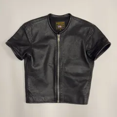 VANSON (バンソン) パンチング レザー ジップアップ 半袖 ジャケット サイズSM