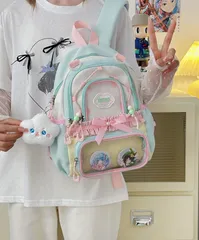 バックパック リュックサック  リボン 可愛い  学生 制服 通勤 通学 旅行 イベント プレゼント ギフト 誕生日 シンプル  収納  小きめ