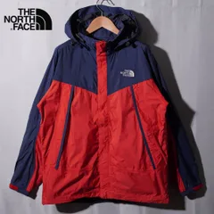 ノースフェイス THE NORTH FACE ナイロンジャケット L ネイビー レッド ハイベント HYVENT マウンテンパーカー ロゴ刺繍 ストリート アメカジ テック 古着 J221
