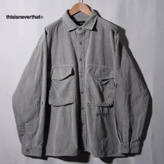 ディスイズネバーザット thisisneverthat コーデュロイ シャツジャケット XL 相当 表記 L グレー ロゴ刺繍 オーバーサイズ ストリート 古着 D560のサムネイル