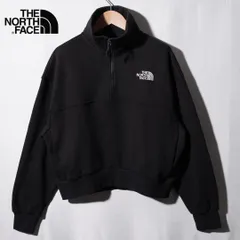 美品 ノースフェイス THE NORTH FACE クロップド丈 ハーフジップ スウェット M ブラック 00s ストリート Y2K ユニセックス 刺繍 ロゴ クロップ丈 ハーフジップ  短丈 黒 古着 F30100