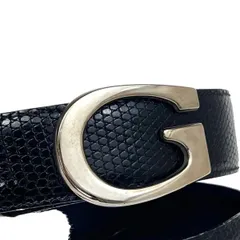 GUCCI グッチ ベルト Gバックル 型押し ブラック シルバー レザー 66BS265
