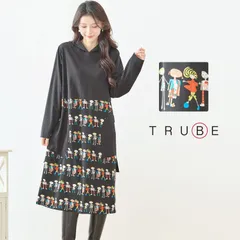 ★SALE★NEW Spring★【TRUBE】NEW フィギュア柄 切替 フードワンピース L〜LL (N82-468A) レディース 婦人服 フーディー 配色 上品 大人可愛い きれいめ カジュアル 20代 30代 40代 50代 60代