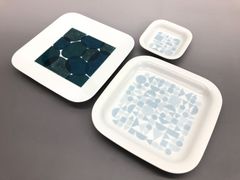 ⭕️月夜野工房 青風 ガラス皿 角皿セット - メルカリ
