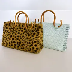 Samantha Thavasa サマンサタバサ　バッグ　トートバッグ　2点まとめ　セット　フェイクファー　レオパード　水色　中古品　管理番号ARCANRA1271