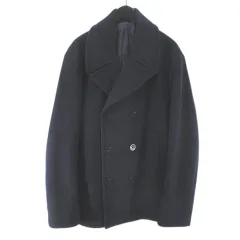 ポロ バイ ラルフローレン Polo by Ralph Lauren ピーコート ダブルブレスト ジャケット ミディアム丈 48 紺系 ネイビー ポケット 毛 ウール 裏地 無地のサムネイル