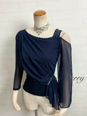 新品　社交ダンス　トップス　紺　ネイビー　ラテン　パーティ　レッスン　衣装　2826