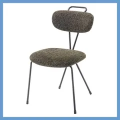 （２脚セット）デザインフレームのダイニングチェア（アームレス）「W49×D61×H82×SH45.5cm」（背面取っ手付き）No.83／カーキ