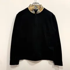 BURBERRY GOLF バーバリーゴルフ　長袖シャツ ポロシャツ ジップ ノバチェック切り替え ブラック M【送料込み】