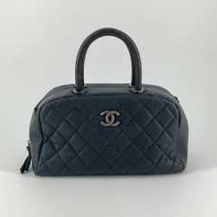 CHANEL（シャネル）マトラッセ　キャビアスキン　リザード　ミニ　ボストンバッグ　23番台　ブラック