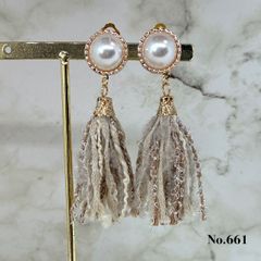 No.342 艶シルバー 結びフープ ゆらゆらパールピアス イヤリング 