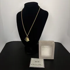 保証書付き クリスチャンディオール Christian DIOR ネックレス サークル ロゴ ペンダントトップ ゴールド 45cm