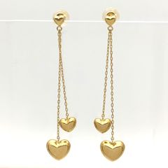 K18 ぷっくり 3連 ハート ピアス 地金 2g - メルカリ