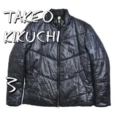 TAKEO KIKUCHIタケオキクチ カモフラージュ柄 迷彩柄 ハイネック中綿ジャケット L  黒ブラック×紺ネイビー【古着】【中古】【送料無料】のサムネイル