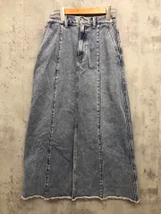 GLOBAL WORK グローバルワーク フロントスリット カットオフ ロング デニムスカート sizeM/ブルー系 ■■ レディース