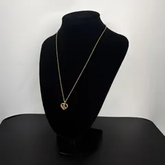 美品 クリスチャンディオール Christian Dior ネックレス ハート ペンダントトップ CD ロゴ ゴールド 金色 チェーン アクセサリー レディース