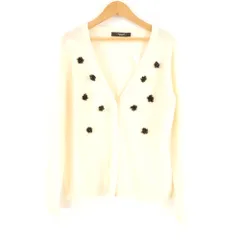 美品 maxmaraWEEKEND マックスマーラ ニットカーディガン L ウール カシミヤ フラワー装飾 ビーズ レディース AY7920A62 