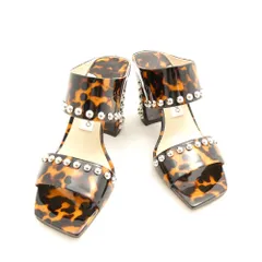 美品 JIMMY CHOO ジミーチュウ サンダル 37 1/2 24.5cm相当 チャンキーヒール レディース AO3656 