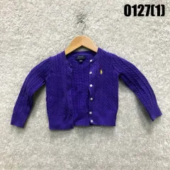 ポロ ラルフローレン キッズ ケーブル ニット カーディガン パープル