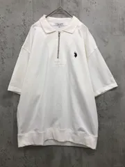 U.S. POLO ASSN ユーエスポロアッスン ロゴ刺繍 無地 ハーフジップ ポロシャツ sizeM/白 ■◆ メンズ