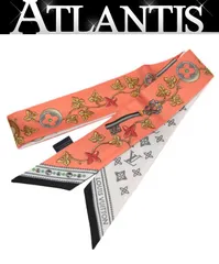 ルイヴィトン Louis Vuitton バンドーBB スカーフ シルク100％ オレンジ系 M90672 【73545】