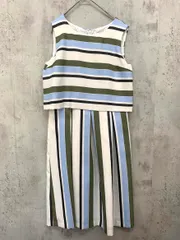 展示品■Rew de Rew ルゥデルゥ ストライプ ノースリーブ ワンピース sizeM/ブルー ■◆ レディース