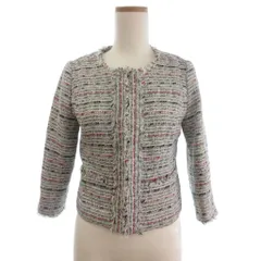 エムプルミエ M-Premier ツイードジャケット ブレザー ノーカラー グレー系 34 ■TC