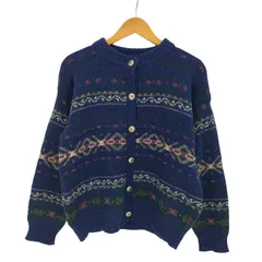 ユーズドフルギ USED古着 ALPS 90s USA製 メタルボタン チロリアンニット カーディガン レディース import:M