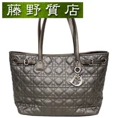 クリスチャンディオール Christian Dior トートバッグ パナレア カナージュ キャンバス × レザー S金具 8355