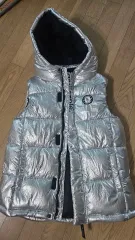 キッズ//ダウンベスト//シルバー//カラー//150