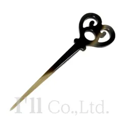 HERMES　エルメス　ロカイユ　かんざし　バッファローホーン　ダークブラウン　ベージュ　ブランド小物　ヘアアクセサリー小物　 髪留め　髪飾り　和装　バレッタ　ヘアクリップ　べっ甲　水牛の角　ハートモチーフ【中古】【82320】