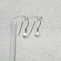 パールフックピアス あこや真珠 7-7.5ミリ チタン/SV925（シルバー925）