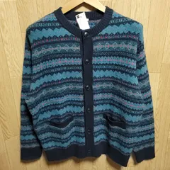 【Mサイズ】GU パフニット フェアアイル クルーネック カーディガン ネイビー