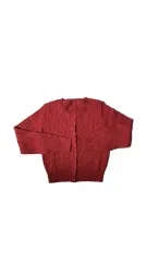 ケーブル ニット カーディガン レッド (新品)
