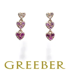 ポンテヴェキオ ピアス ルビー 0.08ct サファイア 0.07ct ダイヤ ダイヤモンド 0.03ct ハート K18PG #185479