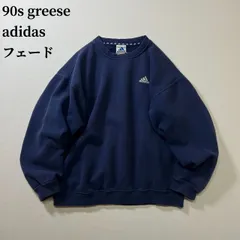 90s greese adidas　フェード　パフォーマンスロゴ　スウェット　トレーナー　アディダス　ネイビー　L 古着