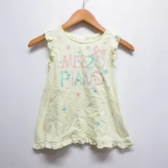 メゾピアノ mezzo piano ノースリーブ フリル カットソー 120 黄 イエロー Aライン フレア タンクトップ ラインストーン装飾 子供服