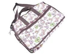 レスポートサック 2WAY アニマル柄 ポーチ付 ボストン バッグ 白ｘブラウン ■■ レディース