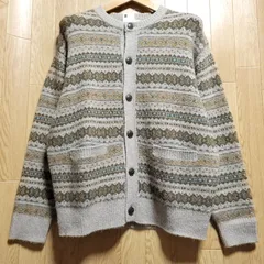 【Mサイズ】GU パフニット フェアアイル クルーネック カーディガン ベージュ