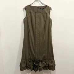DUAL VIEW 裾フリル ノースリーブ ワンピース サイズ40 カーキ オリーブ【送料込み】のサムネイル