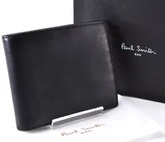 美品 Paul Smith ポールスミス Bi-fold Wallet 二つ折り財布 Leather レザー Blackブラック 箱、保存袋付き