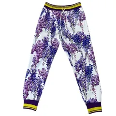 ドルチェ&ガッバーナ D&G ドルガバ ボトムス スゥエットパンツ ジョガーパンツ ドロスト 藤 フラワー パープル×ホワイト FTCFJT[サイズ 42(L相当)]　DOLCE&GABBANA リラックス 存在感 トレンド コーデ 主役