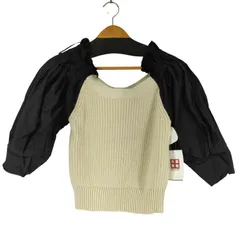 ザラ ZARA 異素材切替 S/S ニットブラウス レディース import：L 