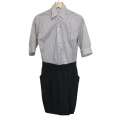 ダイアグラム ワンピース サイズ36 S レディース - 白×ダークネイビー レギュラーカラー/七分袖/ひざ丈/ストライプ