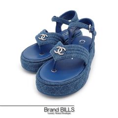 未使用品 CHANEL シャネル トングサンダル G46108 #35 22cm デニム