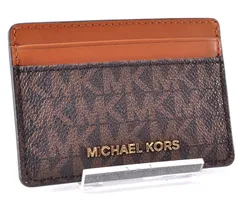 美品 MICHAEL KORS マイケルコース Card Case カードケース MKシグネチャー Leather レザー Brown ブラウン 茶 定期入れ 名刺入れ