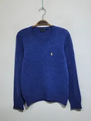 (S) ラルフローレン ポロ ニット ジーン スカイブルー ウールセーター ラウンド