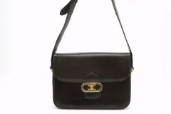 セリーヌ ヴィンテージ ショルダーバッグ トリオンフ ゴールド金具 フォーマル レザー 茶 ブラウン CELINE 5226h